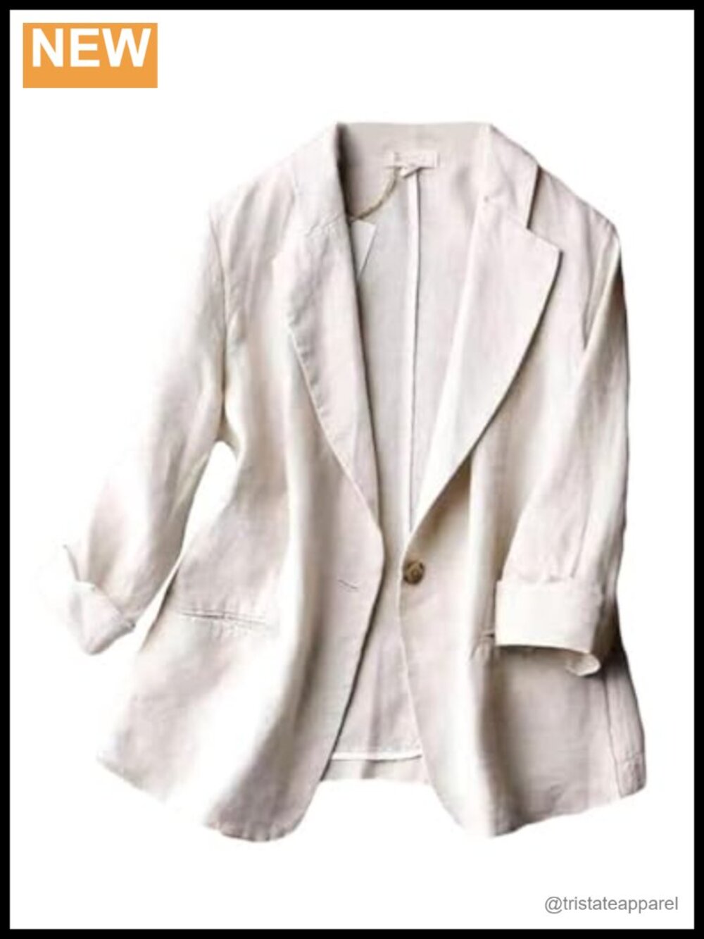 Women's Casual One Button Linen Blazer 3/4 Sleeve Suit Jacket